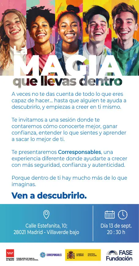 Jóvenes de Villaverde durante la charla La magia que llevas dentro del proyecto Corresponsables de FASE Fundación.