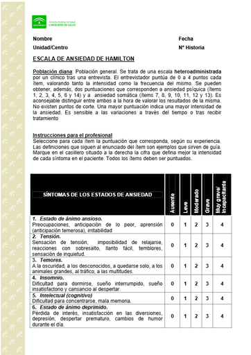 Tema 5 Sesión 1 / Escala de ansiedad de Hamilton / Cristina Velasco